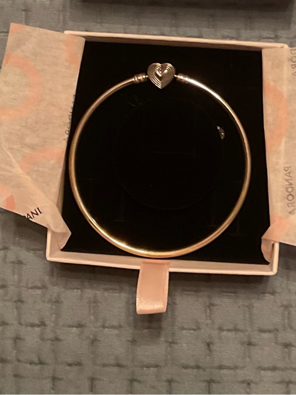 Pandora Silver Heart Clasp Bangle Bracelet